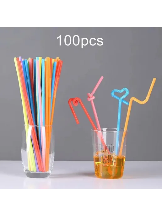Нет бренда Одноразовые соломинки для напитков TMZ 100PCS MIX, 100 шт