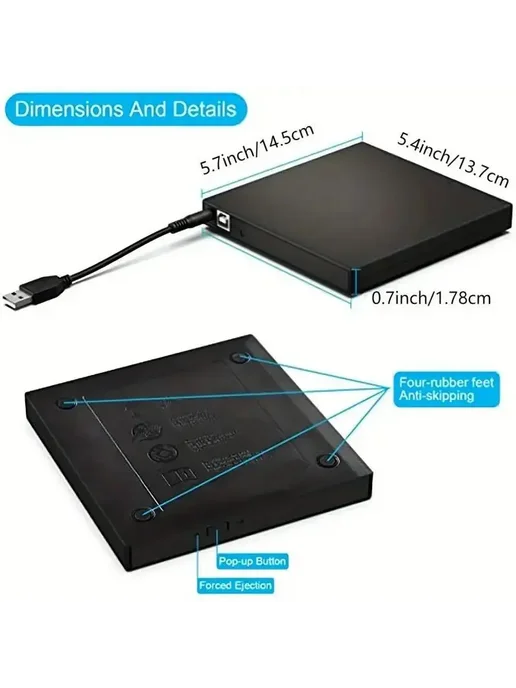 Внешний оптический привод USB 3.0 для CD DVD, вариант, фото 4