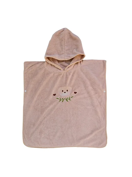 Нет бренда Детский халат Coral Fleece с капюшоном Бежевый, pink bear, розовый