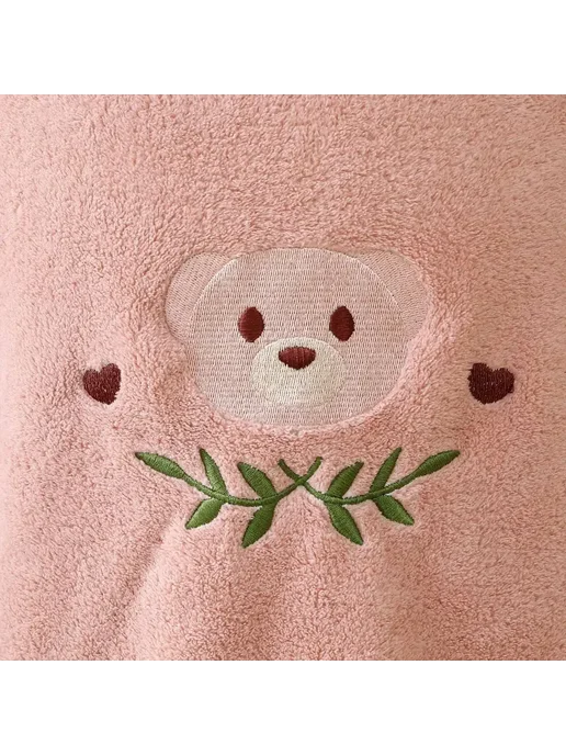Нет бренда Детский халат Coral Fleece с капюшоном Бежевый, pink bear, розовый, фото 7