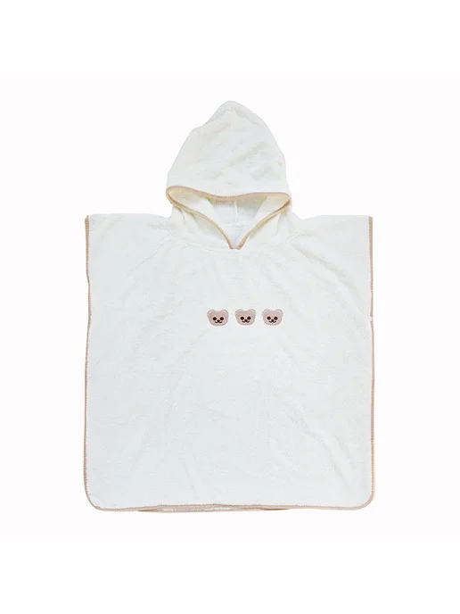 Нет бренда Детский халат Coral Fleece с капюшоном Бежевый, pink bear, белый