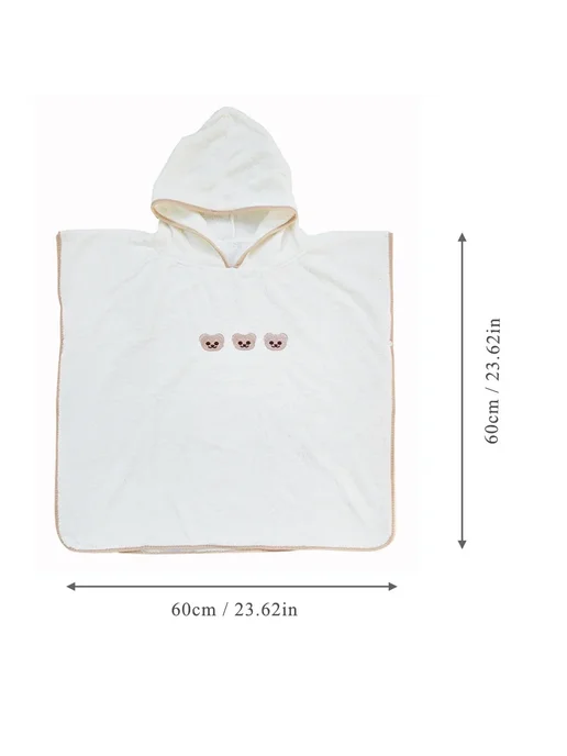 Нет бренда Детский халат Coral Fleece с капюшоном Бежевый, pink bear, белый, фото 5