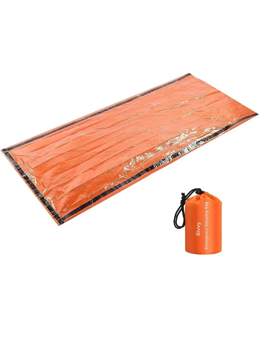 Нет бренда Аварийный спальный мешок камуфляжный Orange, оранжевый