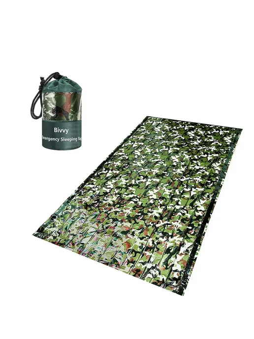 Нет бренда Спальный мешок аварийный камуфляжный Camouflage1, зеленый