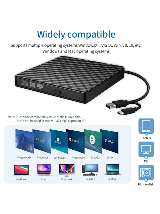 ammtoo Портативный Внешний Оптический Привод 2-в-1 USB 3.0 Type-C Д, вариант, фото 7