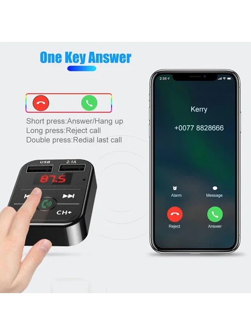 Автомобильный FM-трансмиттер с Bluetooth, вариант, фото 6