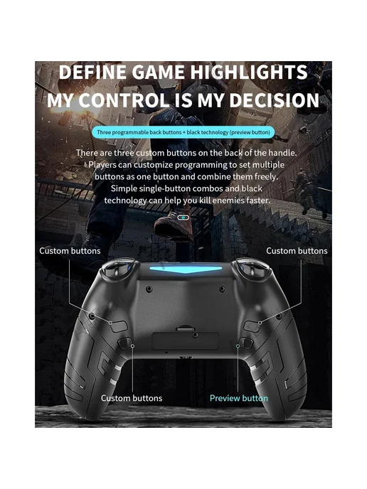 AyeBeau беспроводной геймпад для PS4, PS3, Android, PC Зелен, зеленый, фото 6