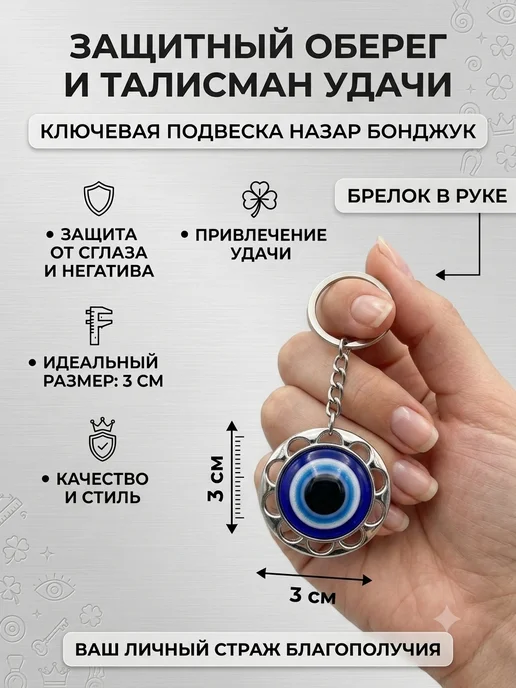 Ginger House Брелок для ключей от сглаза и порчи Назар, голубой, фото 4