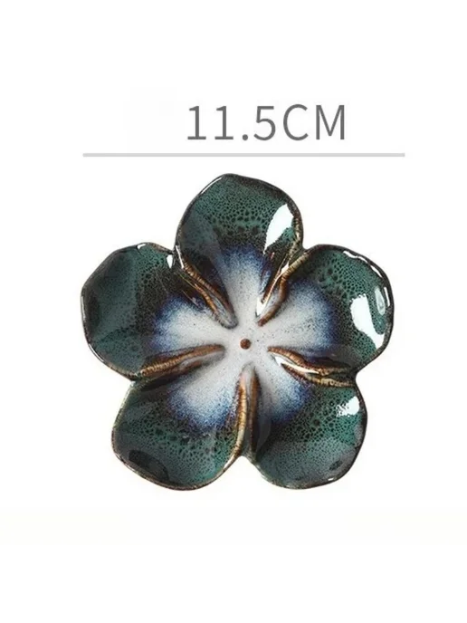 PDQ Винтажный керамический поднос цветок White uniform green, белый, фото 7
