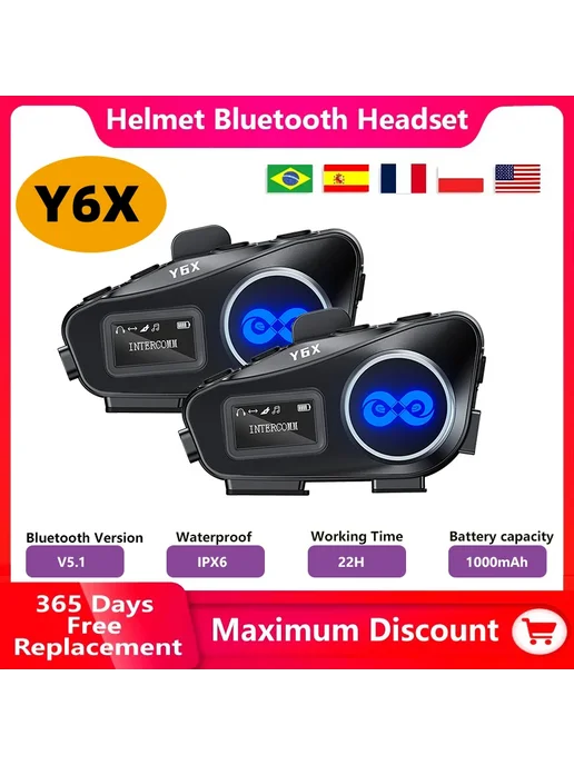 XINOWY Мотоциклетная Bluetooth-гарнитура Y6X V5.1 Беспроводная Свя, вариант, фото 2