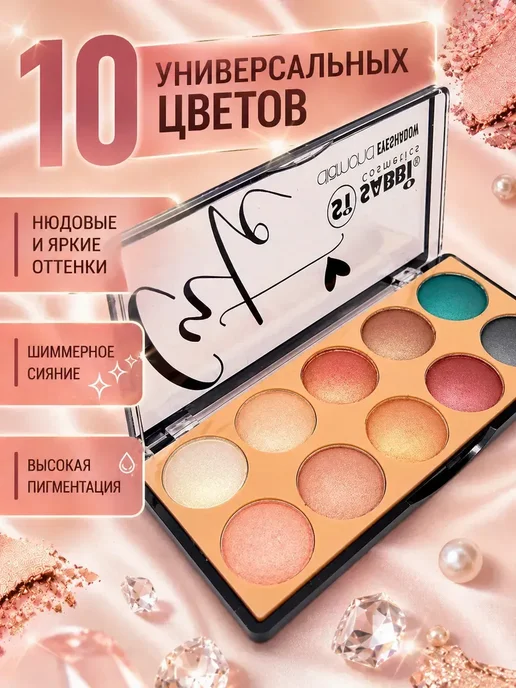 МАЛИКОН Палетка теней для век яркие цвета, черный, фото 2