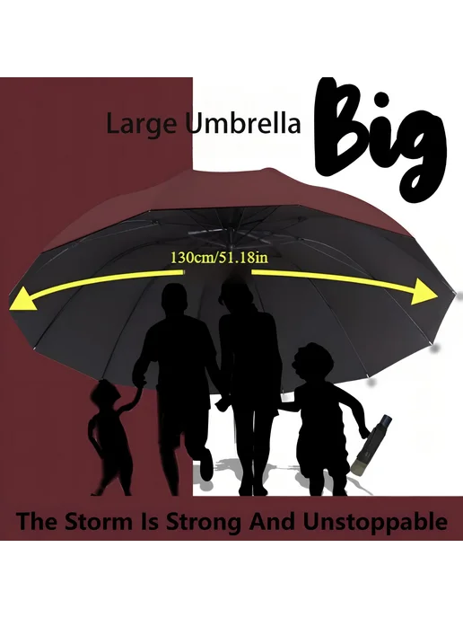 Нет бренда Большой тройной зонт Зеленый, Green, зеленый, фото 2