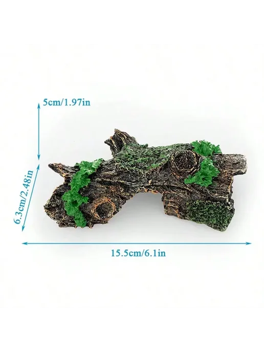 Нет бренда Декор для аквариума бревно с мхом, 15.5x6.3x5 см, 15.5x6.3x5 см