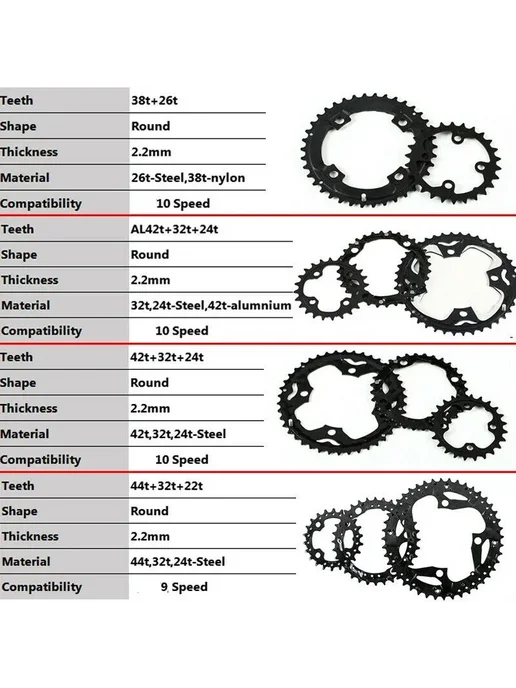 BUCKLOS Шатуны 44 32 22t, 3x9s, черные, черный, фото 5