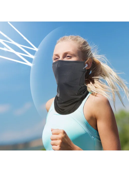 macogear Шелковая спортивная маска-бандана MACO-GDF черная Черный, Su, черный, фото 4
