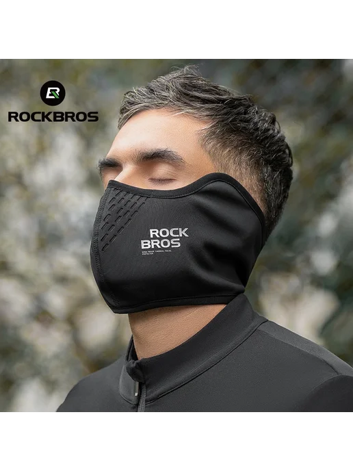 Rockbros теплая маска для лица ветрозащитный флисовый спорти, черный, фото 2