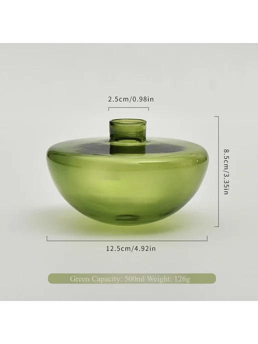 Нет бренда Стеклянная полукруглая ваза Green, зеленый