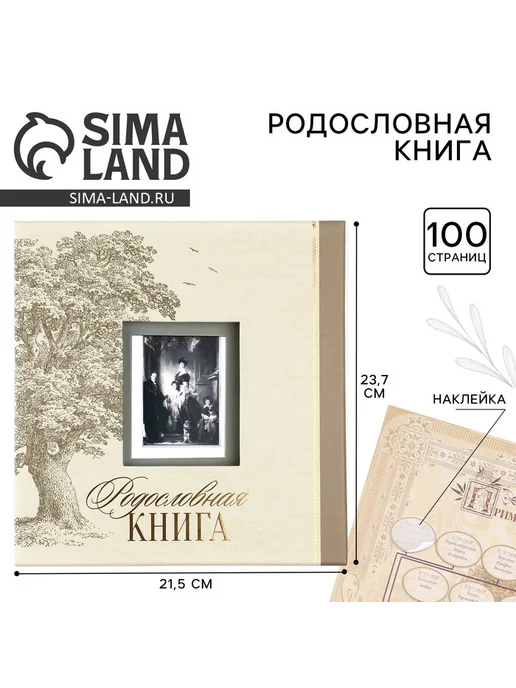 Родословная книга с рамкой под фото «Семейная», 21.5×23.7 см, 21.5x23.7 см