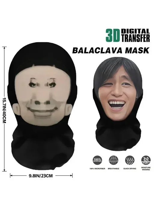 Нет бренда 3D маска CR7 Месси из ледяного шелка Черный, YA23, черный, фото 5
