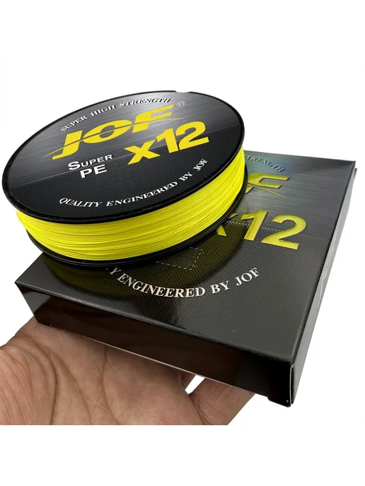 jof Плетеная рыболовная леска X12 12 прядей многоцветная для, желтый, фото 6