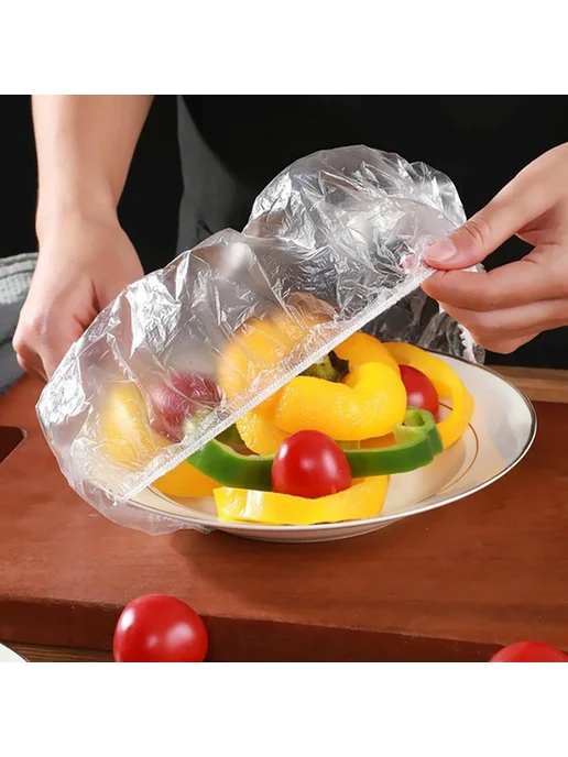 Одноразовые пластиковые крышки для продуктов 1000PCS, 100pcs, 1000 шт, 100 шт, фото 3