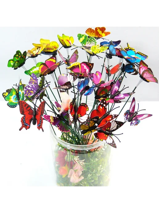 Нет бренда Пластиковые декоративные бабочки для сада 50 шт 24pcs, 50 шт, 24 шт, фото 7