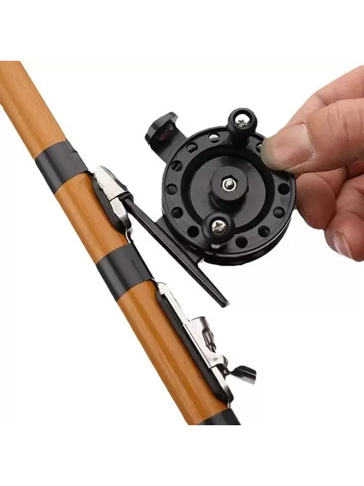 Нет бренда Пластиковая катушка для зимней рыбалки Double Handle 2BB 3p, черный, фото 2