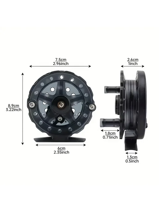 Нет бренда Пластиковая катушка для зимней рыбалки Double Handle 2BB 3p, черный, фото 5