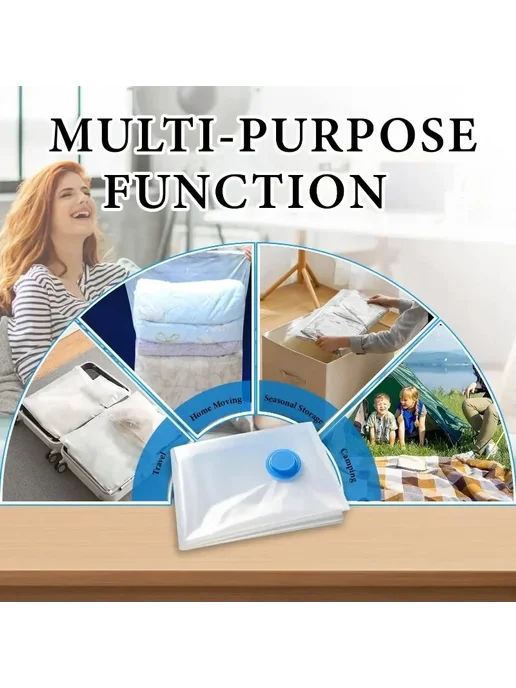 Вакуумные пакеты для хранения 6 штук 80x100cm, 6Pcs-Vacuum B, белый, фото 3