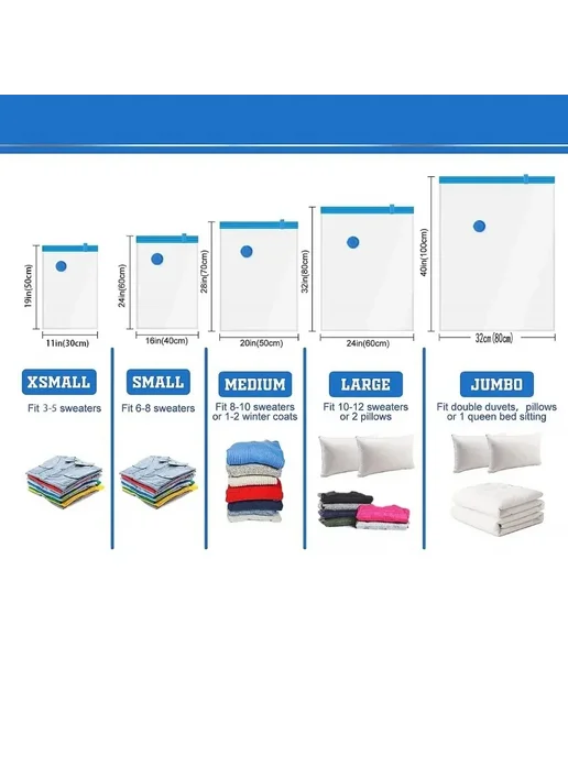 Вакуумные пакеты для хранения 6 штук 80x100cm, 6Pcs-Vacuum B, белый, фото 6