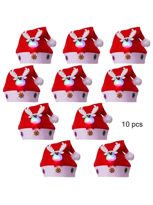 Нет бренда Новогодние шапки Санта Клаус, Снеговик, Лось 10pcs c style, 10 шт