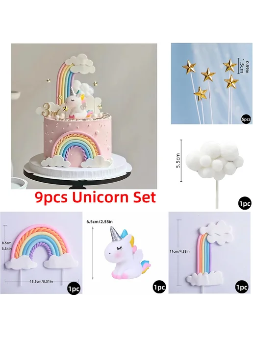 Нет бренда Набор для торта "Единорог" 9pcs Unicorn Set B, 9 шт