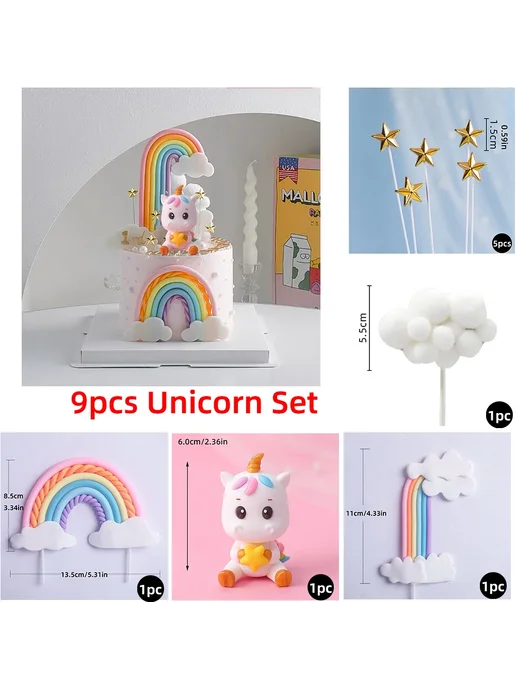 Нет бренда Набор для торта "Единорог" 9pcs Unicorn Set B, 9 шт, фото 3