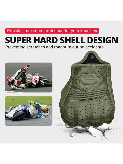 Нет бренда Кожаные Мотоциклетные Перчатки Унисекс, Дышащие Перфорирован, черный, фото 2