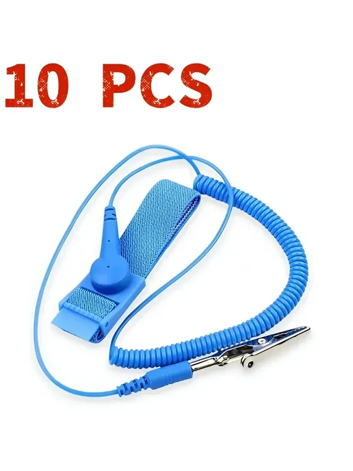 Нет бренда Антистатический браслет с регулируемым кабелем 10 PCS, 10 шт