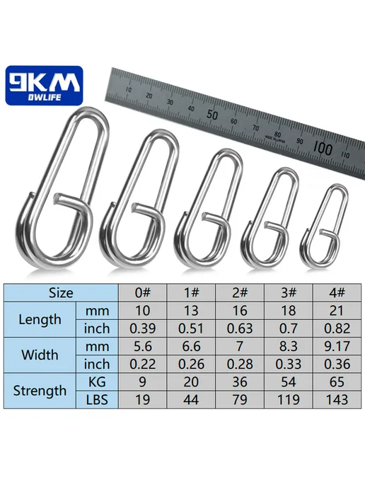9KM DWLIFE Разъёмные кольца из нержавеющей стали для рыбалки 100Pcs, Si, 100 шт, фото 3