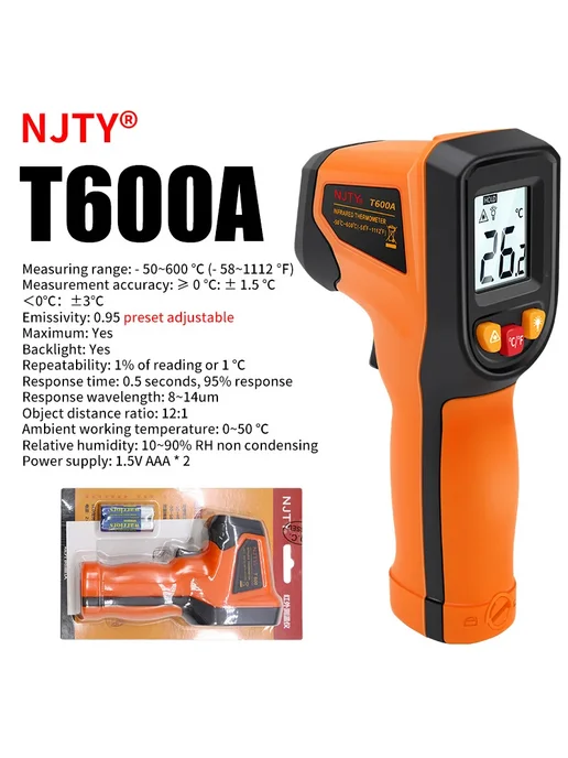 Snakol Инфракрасный термометр NJTY T600A, 50-600°C, вариант