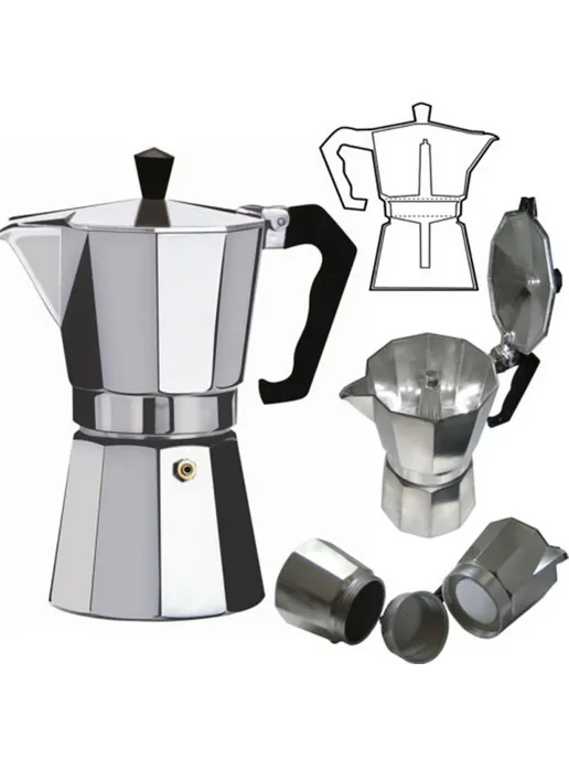 RSCHEF Кофейник для мокко из алюминия 150ml for 3cups, 150 мл, фото 3