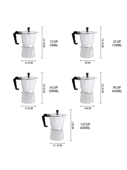 RSCHEF Кофейник для мокко из алюминия 150ml for 3cups, 150 мл, фото 5