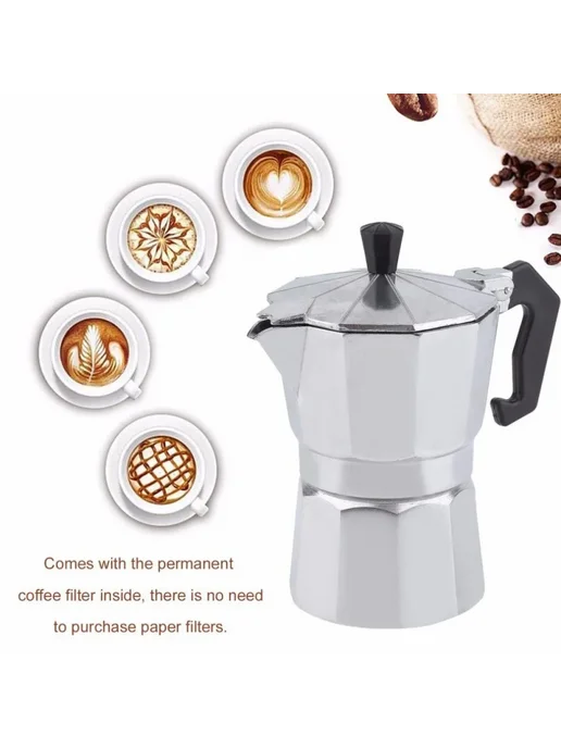 RSCHEF Кофейник для мокко из алюминия 150ml for 3cups, 150 мл, фото 6