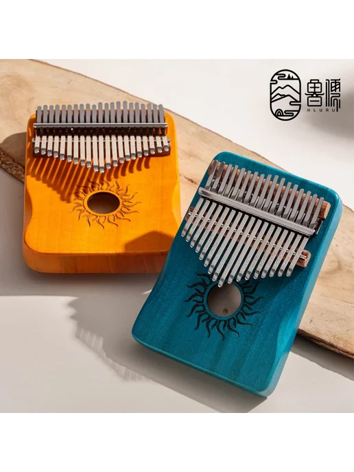 HLURU Калимба из клена 21 клавиша Коричневый, black 17 key, зеленый, фото 4