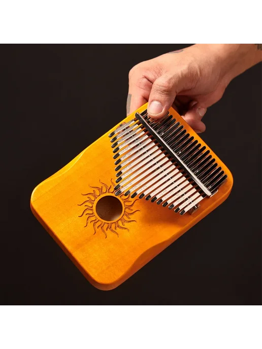 HLURU Калимба из клена 21 клавиша Коричневый, black 17 key, синий, фото 5