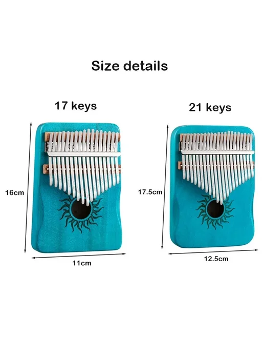 HLURU Калимба из клена 21 клавиша Коричневый, black 17 key, синий, фото 7