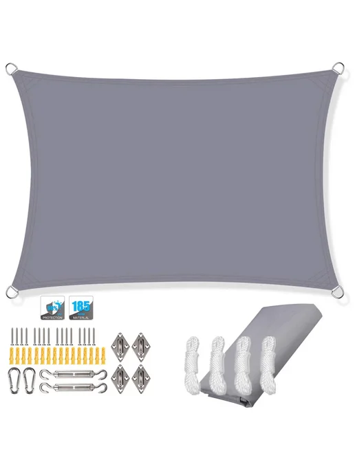 Нет бренда Солнцезащитный тент Oxford для сада 200X300CM, Cream Yellow, серый