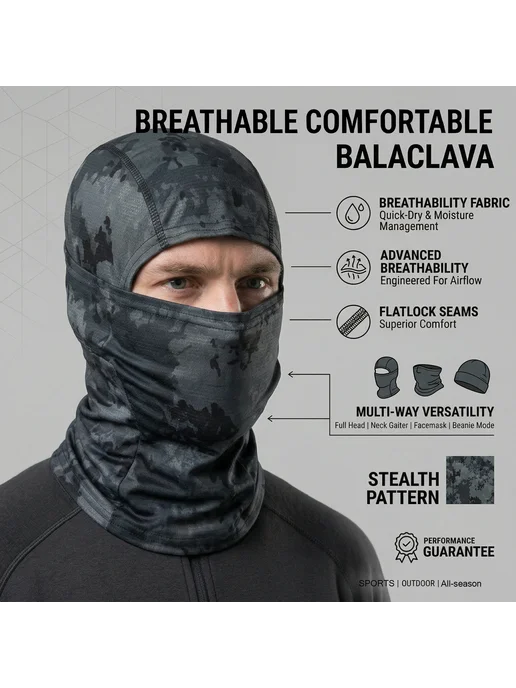 Нет бренда Камуфляжная маска из полиэстера CP, вариант, фото 2