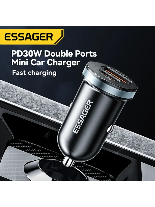 Essager Автомобильное Зарядное Устройство 30W USB C С Быстро, 30 Вт, фото 2