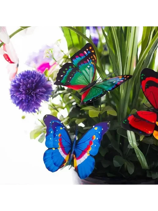 Нет бренда Декоративные бабочки LYJ0309 для сада из ПВХ 20 шт. 7cm 20 P, 20 шт, фото 7