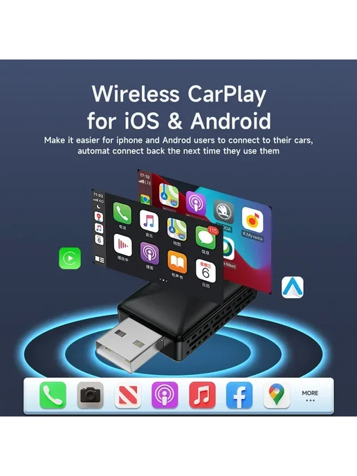 FLIXIVI Беспроводной адаптер Carplay Android Auto, Silver, серебристый, фото 5