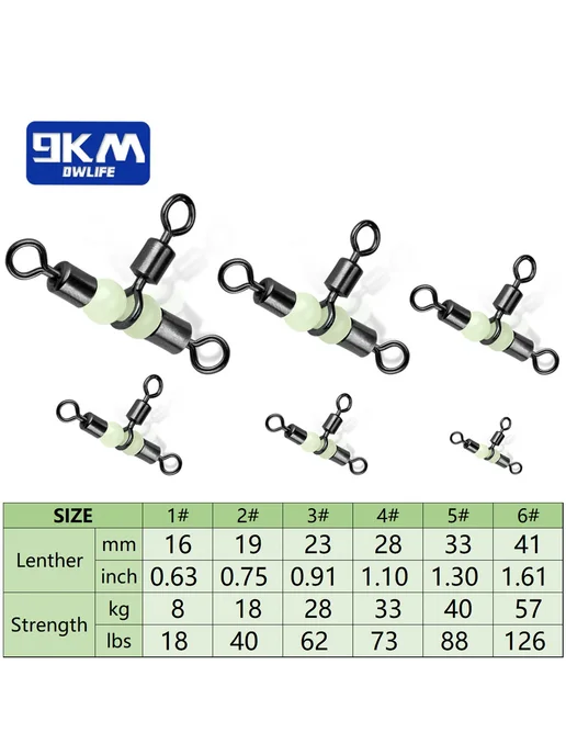 9KM DWLIFE 3-ходовые вертлюги для морской рыбалки 60 Pcs, Si, 30 шт, фото 3