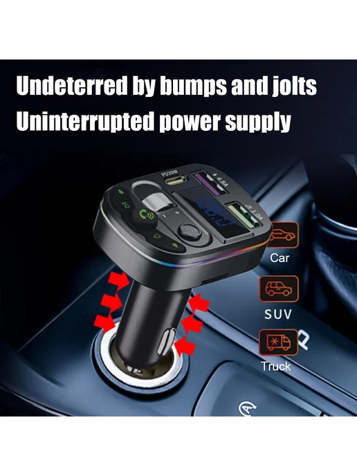 Автомобильный Bluetooth FM-передатчик с быстрой зарядкой QC3, вариант, фото 4